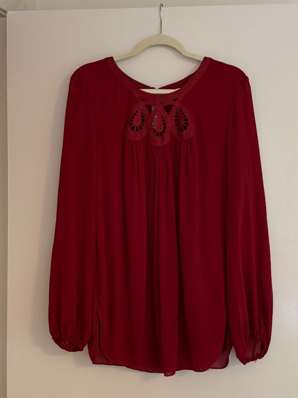 Sophie Max Crimson Long-Sleeve Blouse